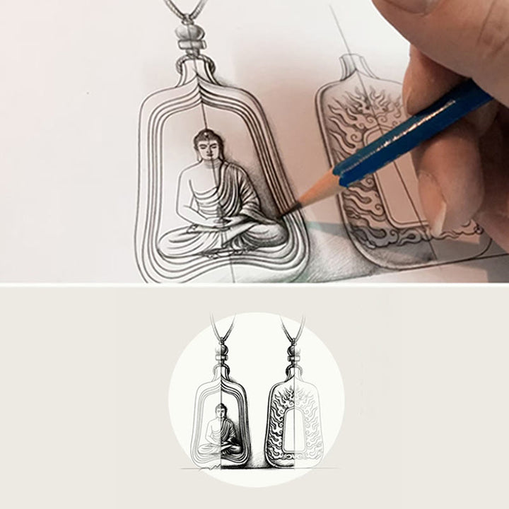 Collana con Buddha Stones della medicina tibetana, cristallo Liuli, compassione e serenità - image 14