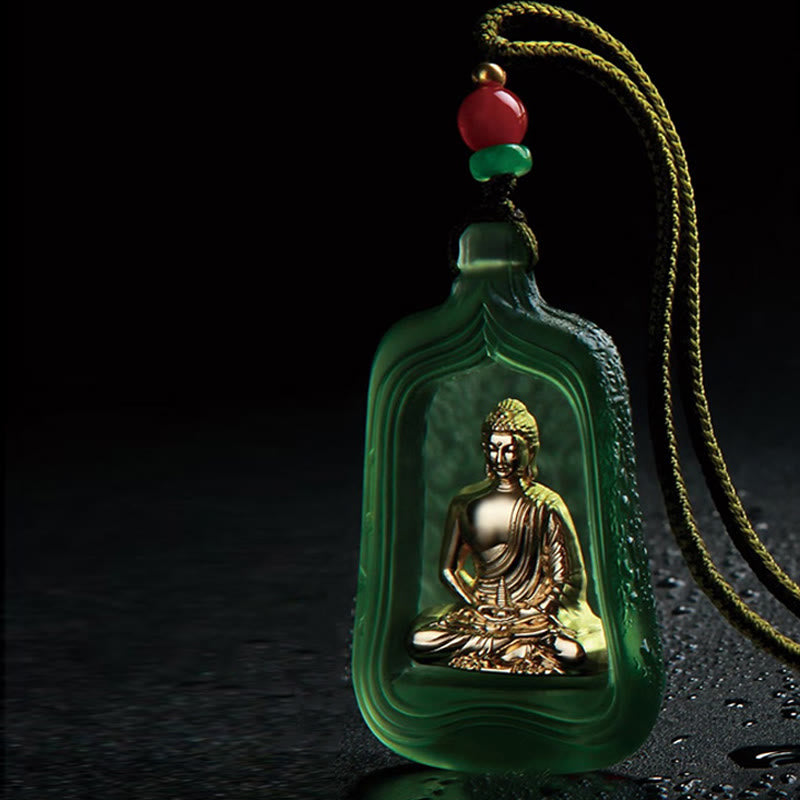 Collana con Buddha Stones della medicina tibetana, cristallo Liuli, compassione e serenità - image 9