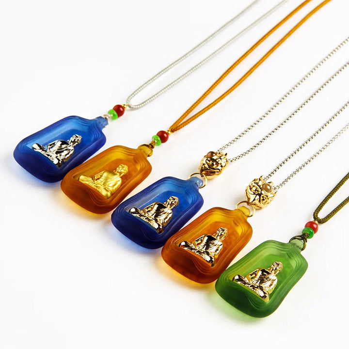 Collana con Buddha Stones della medicina tibetana, cristallo Liuli, compassione e serenità - image 6