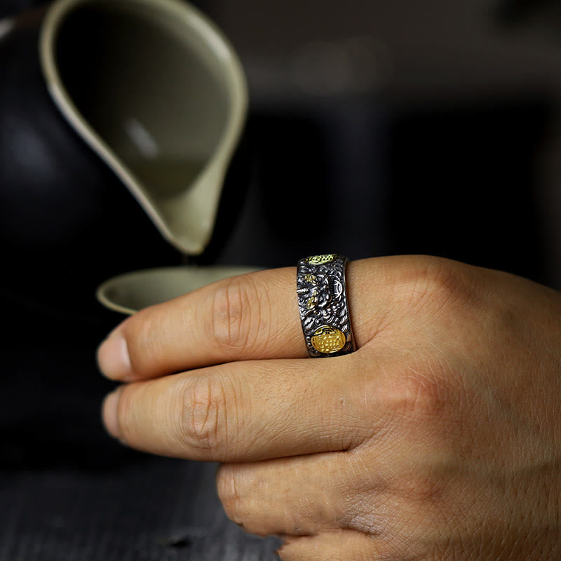 Anello regolabile in argento sterling 925 con moneta di rame PiXiu, Buddha Stones, ottone, ricchezza e fortuna - image 9
