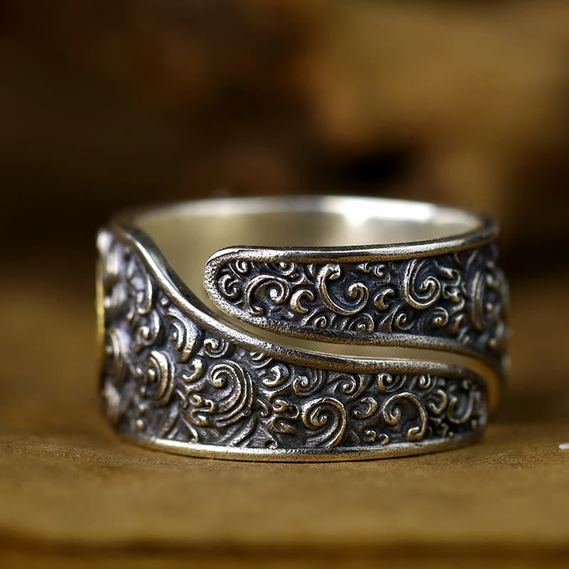 Anello regolabile in argento sterling 925 con moneta di rame PiXiu, Buddha Stones, ottone, ricchezza e fortuna - image 3