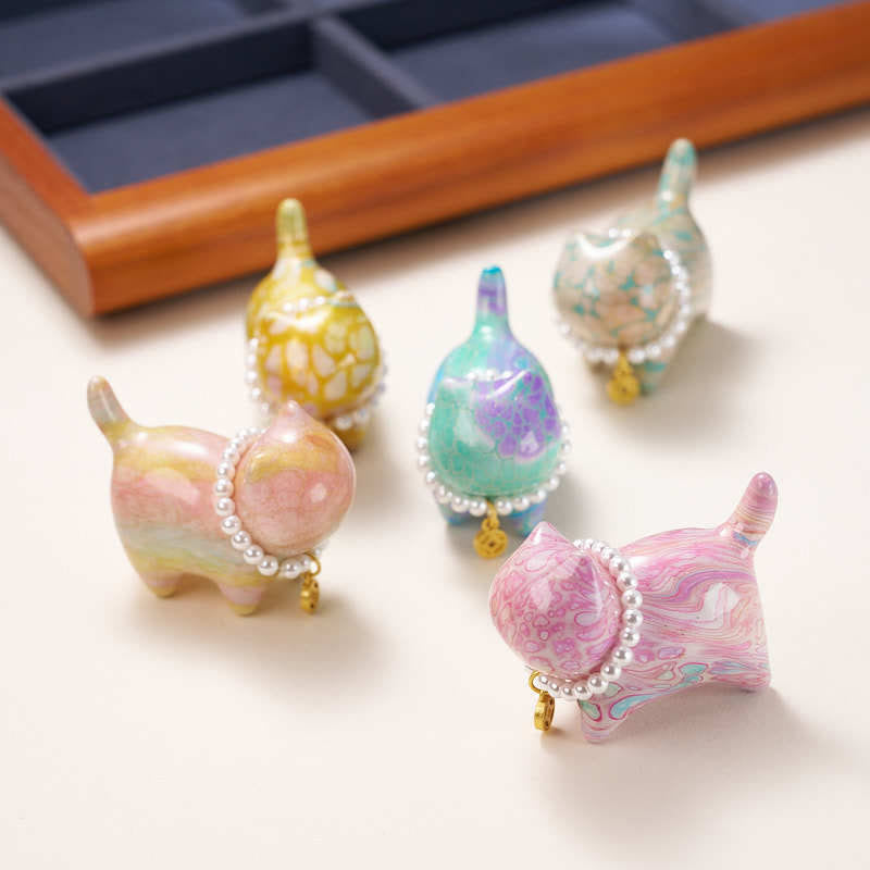 Buddha Stones, sandalo, mini gatto fortunato, lacca artigianale, decorazione curativa, colore casuale (scatola cieca) - image 2
