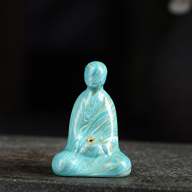 Buddha Stones Mini Buddha senza forma Legno di ebano laccato Artigianato Porta incenso Decorazione della pace