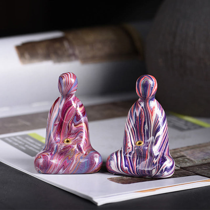 Buddha Stones Mini Buddha senza forma Legno di ebano laccato Artigianato Porta incenso Decorazione della pace