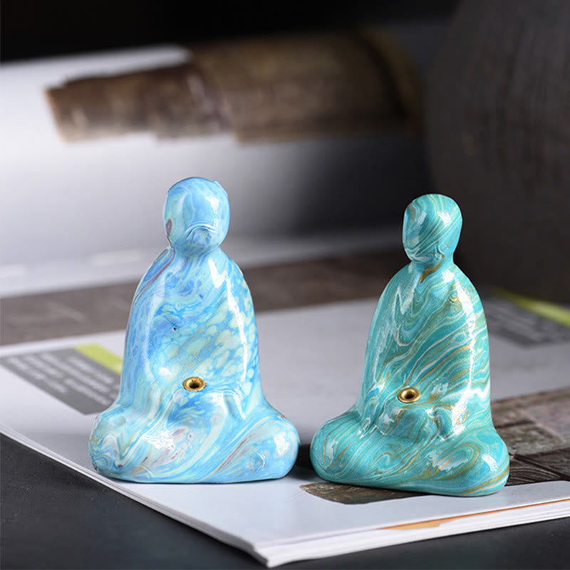 Buddha Stones Mini Buddha senza forma Legno di ebano laccato Artigianato Porta incenso Decorazione della pace