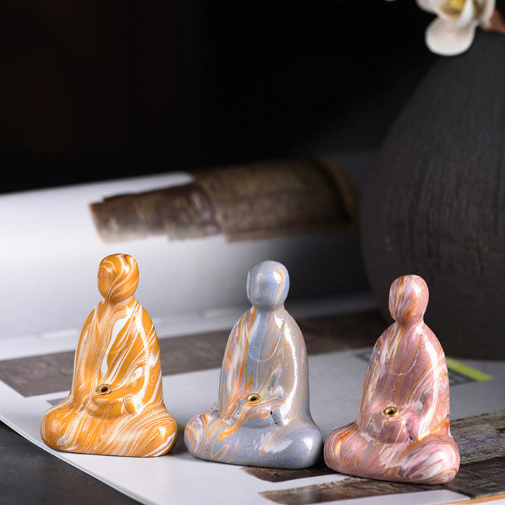 Buddha Stones Mini Buddha senza forma Legno di ebano laccato Artigianato Porta incenso Decorazione della pace