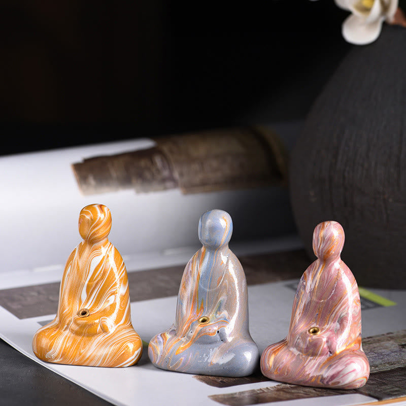 Buddha Stones Mini Buddha senza forma Legno di ebano laccato Artigianato Porta incenso Decorazione della pace - image 0
