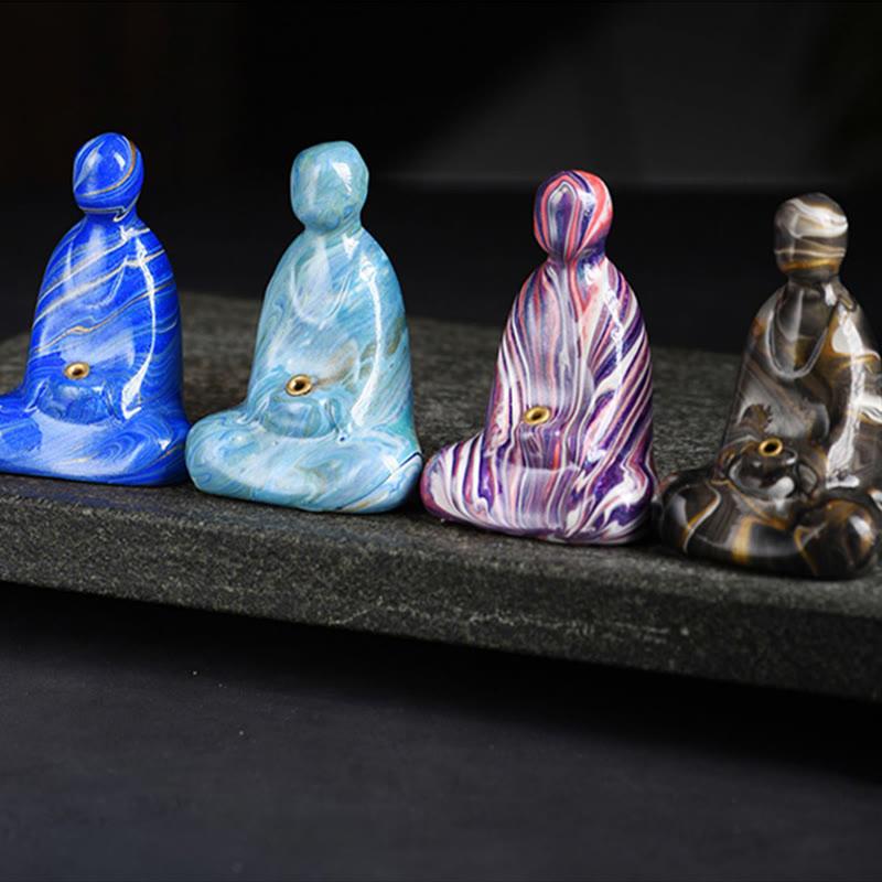 Buddha Stones Mini Buddha senza forma Legno di ebano laccato Artigianato Porta incenso Decorazione della pace - image 18