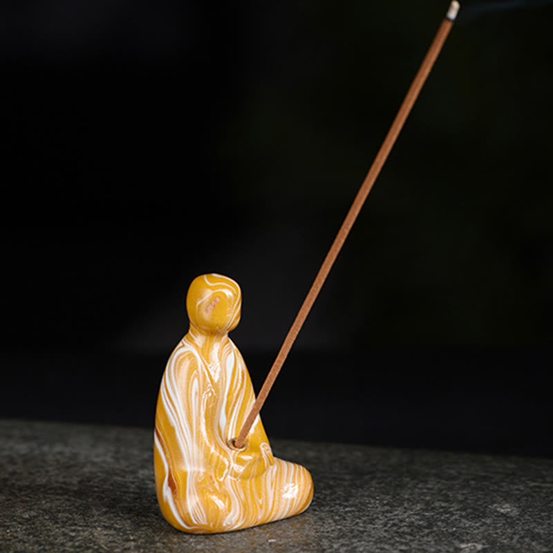 Buddha Stones Mini Buddha senza forma Legno di ebano laccato Artigianato Porta incenso Decorazione della pace