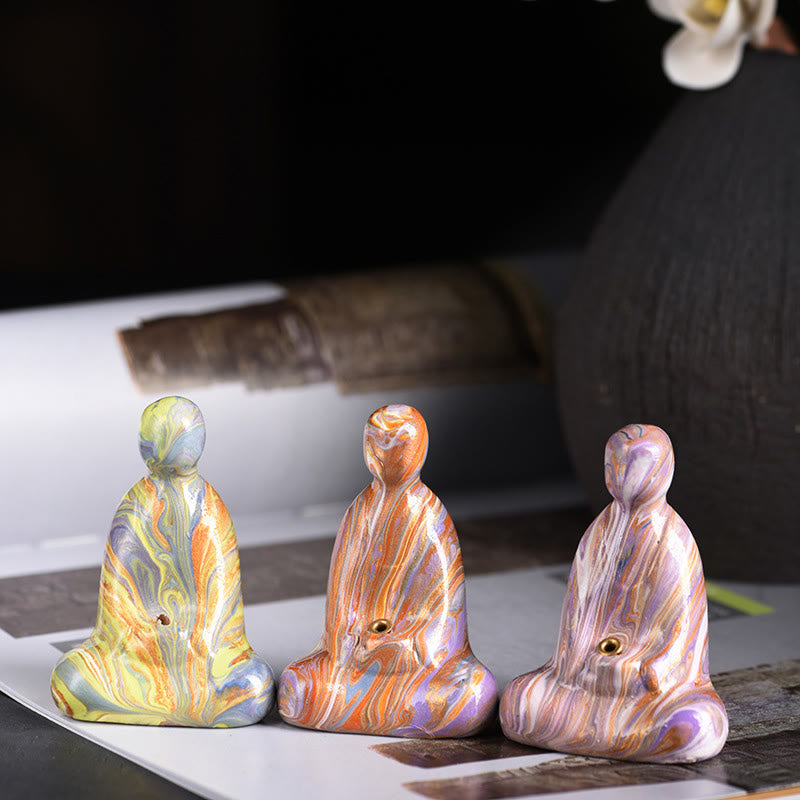 Buddha Stones Mini Buddha senza forma Legno di ebano laccato Artigianato Porta incenso Decorazione della pace