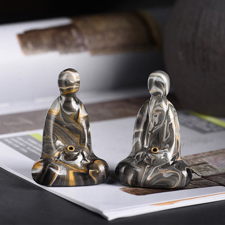Buddha Stones Mini Buddha senza forma Legno di ebano laccato Artigianato Porta incenso Decorazione della pace