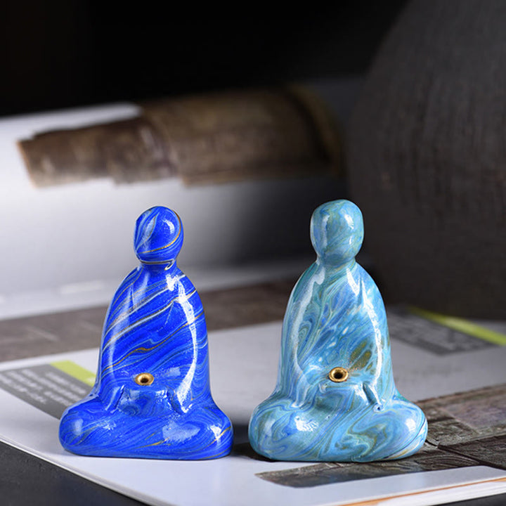 Buddha Stones Mini Buddha senza forma Legno di ebano laccato Artigianato Porta incenso Decorazione della pace