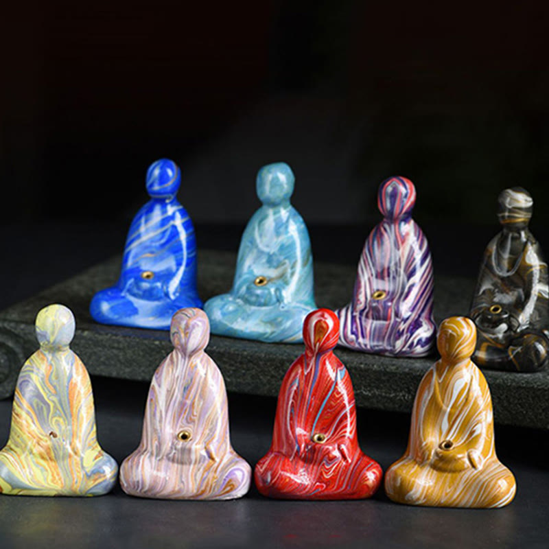 Buddha Stones Mini Buddha senza forma Legno di ebano laccato Artigianato Porta incenso Decorazione della pace