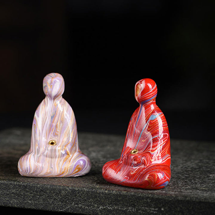Buddha Stones Mini Buddha senza forma Legno di ebano laccato Artigianato Porta incenso Decorazione della pace