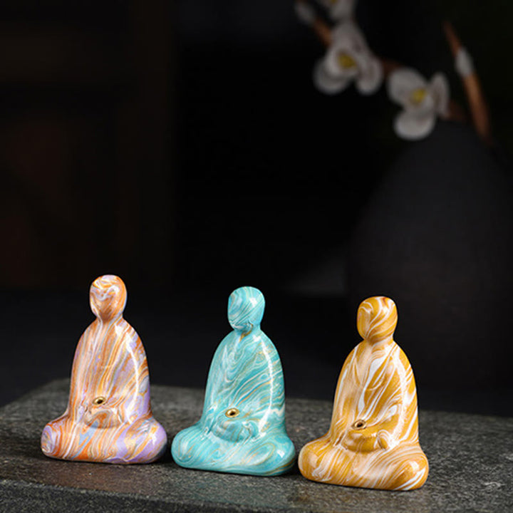 Buddha Stones Mini Buddha senza forma Legno di ebano laccato Artigianato Porta incenso Decorazione della pace