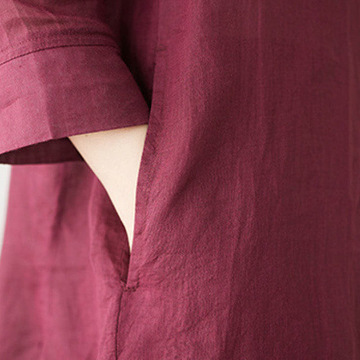 Set da donna casual Buddha Stones, 2 pezzi, semplice, con maniche a tre quarti, colletto obliquo, camicia, pantaloni larghi con tasche, abbigliamento da meditazione Zen Tai Chi - image 10