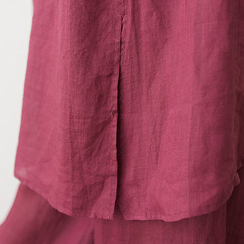 Set da donna casual Buddha Stones, 2 pezzi, semplice, con maniche a tre quarti, colletto obliquo, camicia, pantaloni larghi con tasche, abbigliamento da meditazione Zen Tai Chi - image 11