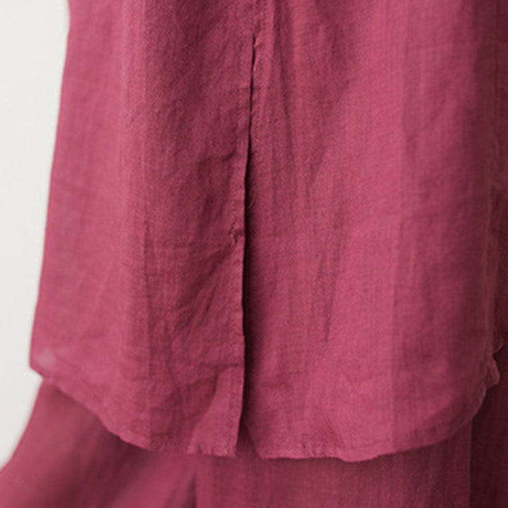 Set da donna casual Buddha Stones, 2 pezzi, semplice, con maniche a tre quarti, colletto obliquo, camicia, pantaloni larghi con tasche, abbigliamento da meditazione Zen Tai Chi - image 11