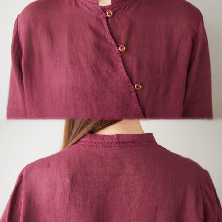 Set da donna casual Buddha Stones, 2 pezzi, semplice, con maniche a tre quarti, colletto obliquo, camicia, pantaloni larghi con tasche, abbigliamento da meditazione Zen Tai Chi - image 14