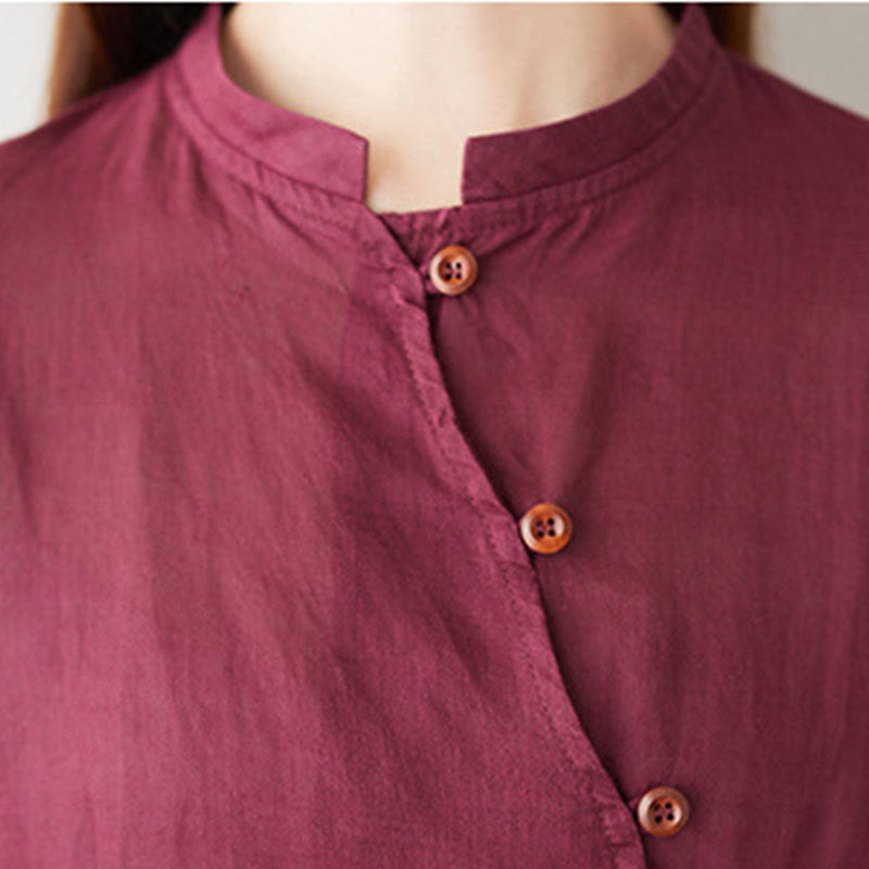 Set da donna casual con camicia, gonna, top e tasche, a maniche tre quarti, con colletto obliquo, motivo Buddha Stones, 2 pezzi - image 9