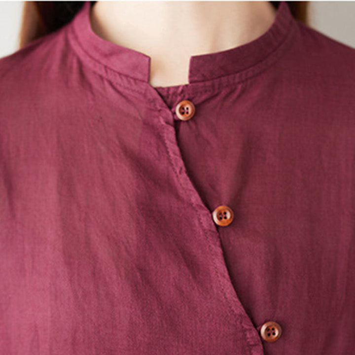 Set da donna casual con camicia, gonna, top e tasche, a maniche tre quarti, con colletto obliquo, motivo Buddha Stones, 2 pezzi - image 9