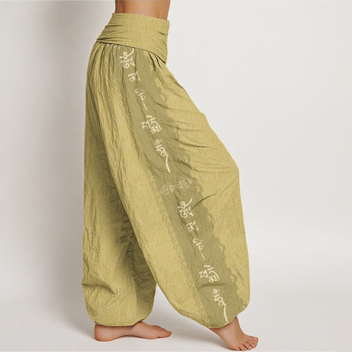 Pantaloni harem da donna con elastico in vita e motivo Buddha Stones Om Mani Padme Hum - image 10