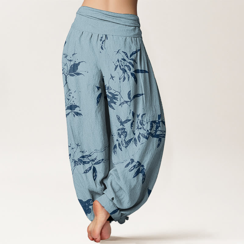 Pantaloni harem da donna con elastico in vita e motivo a rami in puro cotone Buddha Stones - image 6