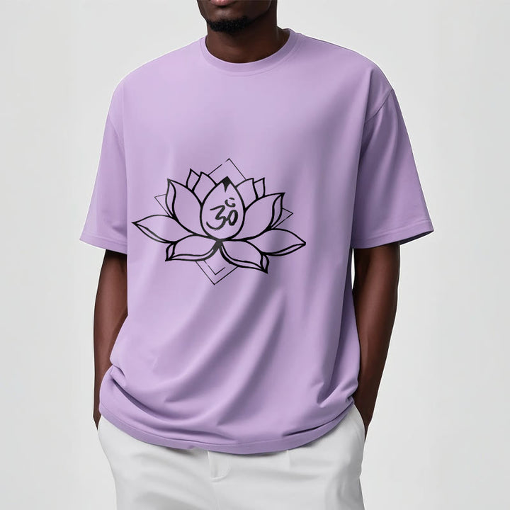 Maglietta in cotone con motivo sanscrito "Om" Buddha Stones, Lotus in fiore - image 17