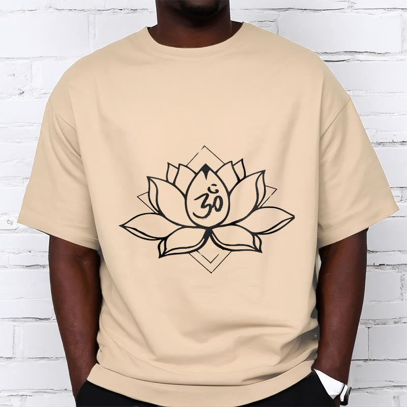 Maglietta in cotone con motivo sanscrito "Om" Buddha Stones, Lotus in fiore - image 10
