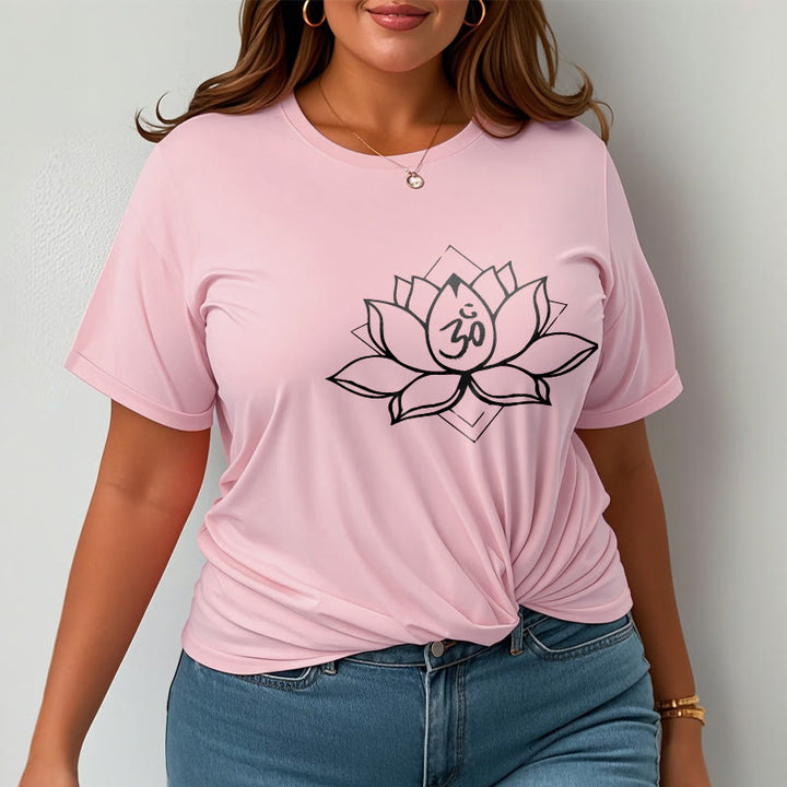 Maglietta in cotone con motivo sanscrito "Om" Buddha Stones, Lotus in fiore - image 14
