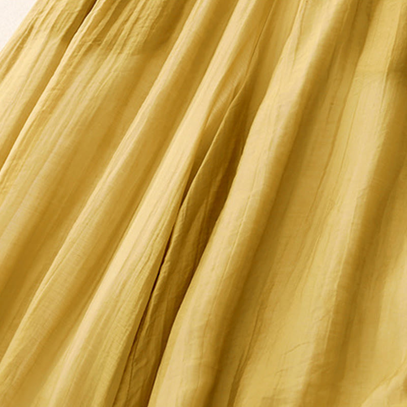 Pantaloni da donna in cotone e lino con tasche, Buddha Stones, modello primavera vintage casual, tinta unita, con polsini patchwork in pizzo - image 1