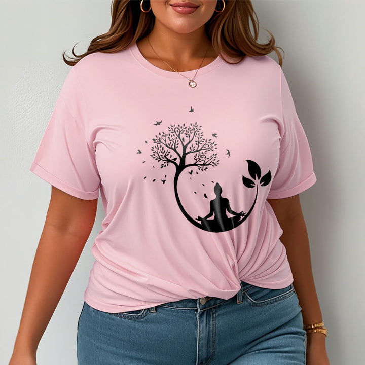 Maglietta in cotone con motivo Buddha Stones Buddha in meditazione su un albero - image 14