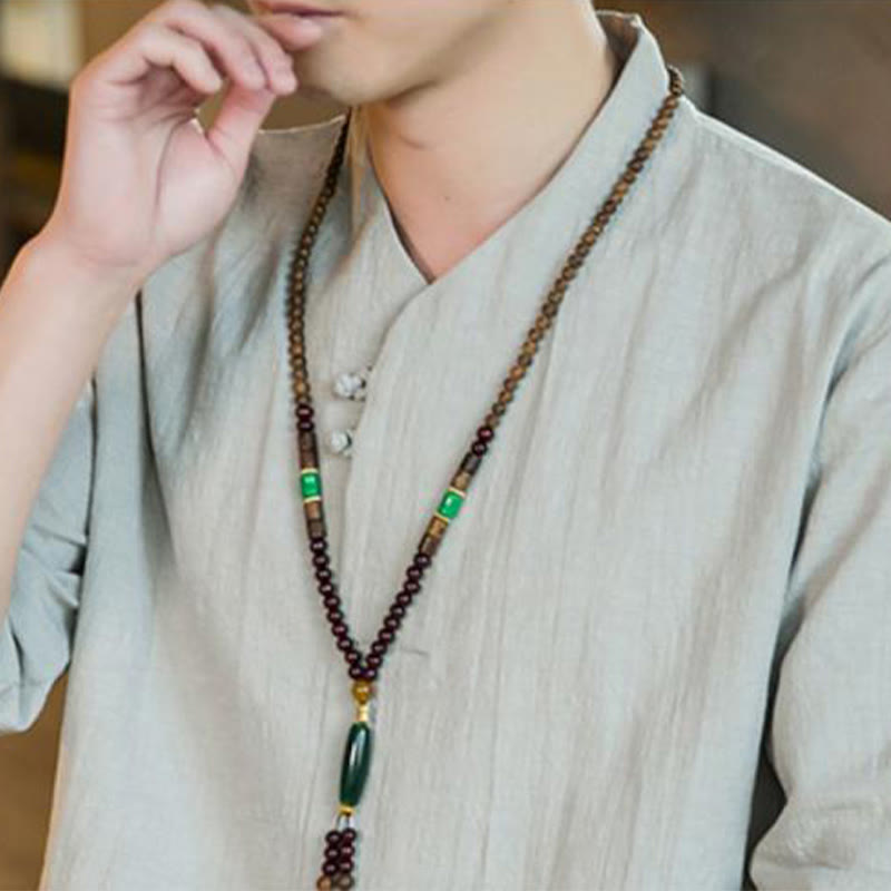 Camicia da uomo in cotone con maniche a tre quarti, modello Buddha Stones, estiva, vintage, tinta unita, con bottoni a rana - image 14