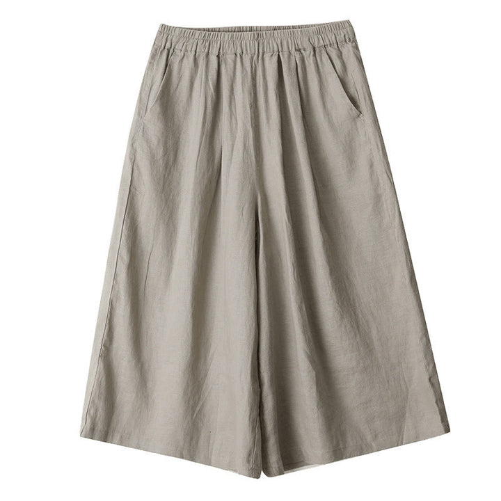 Pantaloni da donna in cotone a gamba larga con tasche, Buddha Stones, modello estivo, tinta unita, patchwork, design semplice - image 19