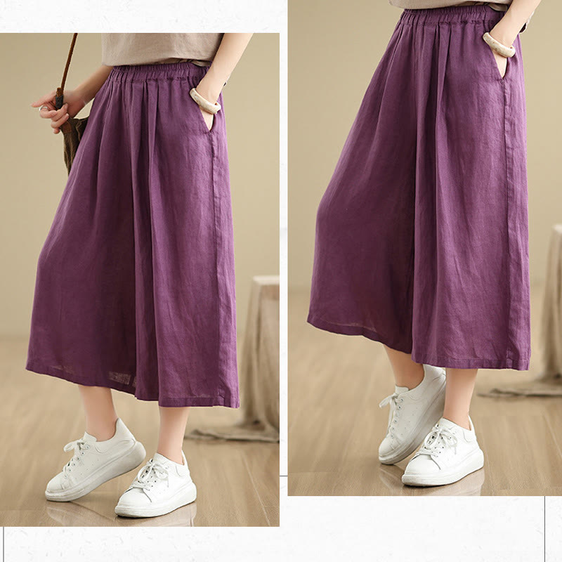 Pantaloni da donna in cotone a gamba larga con tasche, Buddha Stones, modello estivo, tinta unita, patchwork, design semplice - image 12