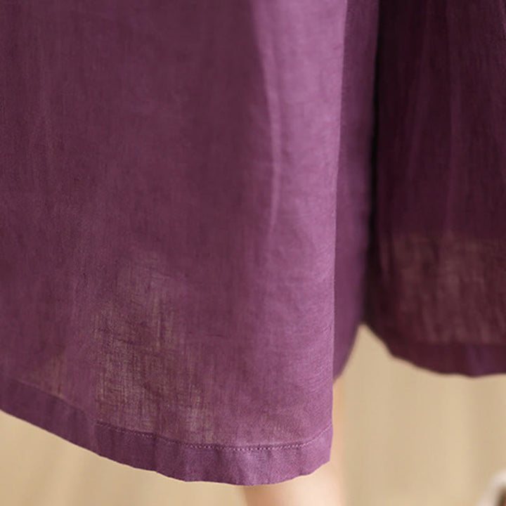 Pantaloni da donna in cotone a gamba larga con tasche, Buddha Stones, modello estivo, tinta unita, patchwork, design semplice - image 11
