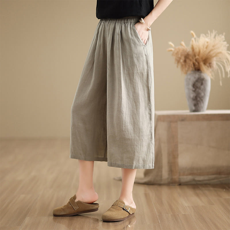 Pantaloni da donna in cotone a gamba larga con tasche, Buddha Stones, modello estivo, tinta unita, patchwork, design semplice - image 17