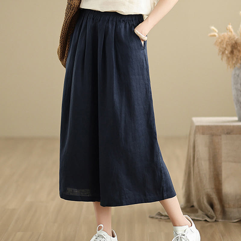 Pantaloni da donna in cotone a gamba larga con tasche, Buddha Stones, modello estivo, tinta unita, patchwork, design semplice - image 21