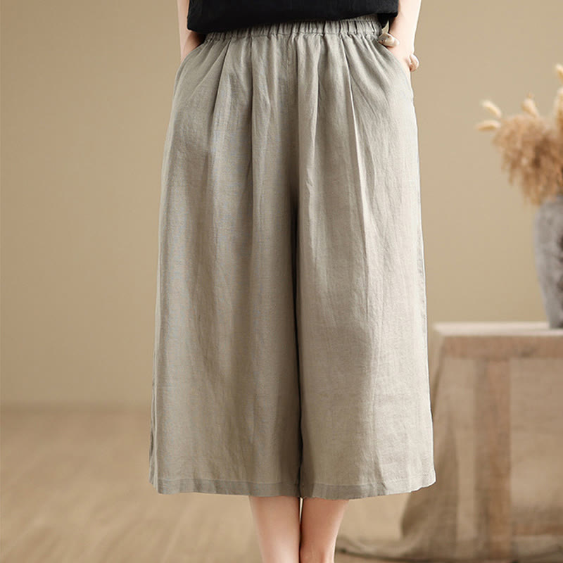 Pantaloni da donna in cotone a gamba larga con tasche, Buddha Stones, modello estivo, tinta unita, patchwork, design semplice - image 14