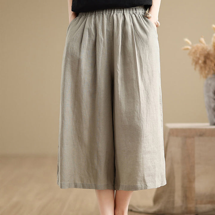 Pantaloni da donna in cotone a gamba larga con tasche, Buddha Stones, modello estivo, tinta unita, patchwork, design semplice - image 14