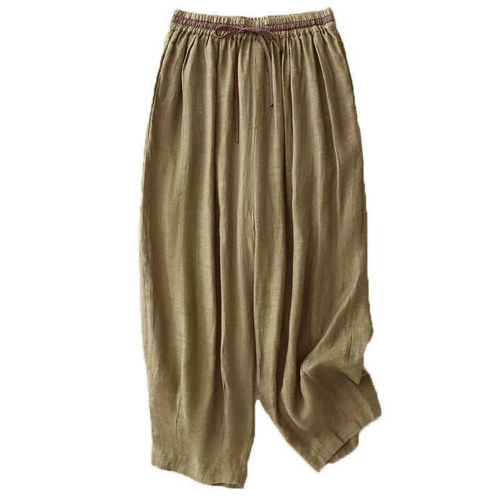 Pantaloni harem da donna in cotone e lino con coulisse, stile vintage, casual, estivi, con tasche, in Buddha Stones - image 12