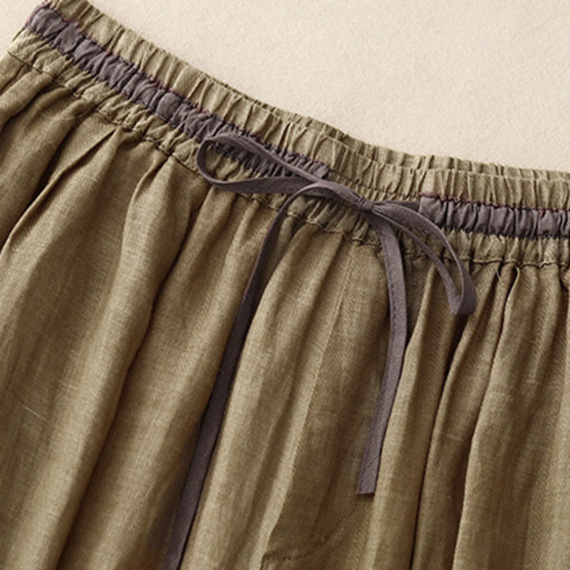 Pantaloni harem da donna in cotone e lino con coulisse, stile vintage, casual, estivi, con tasche, in Buddha Stones - image 9