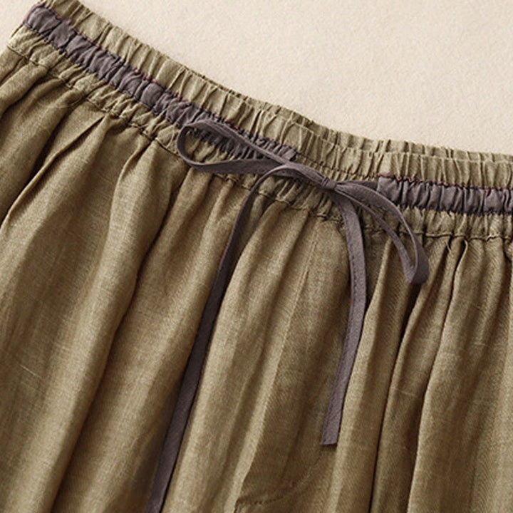 Pantaloni harem da donna in cotone e lino con coulisse, stile vintage, casual, estivi, con tasche, in Buddha Stones - image 9