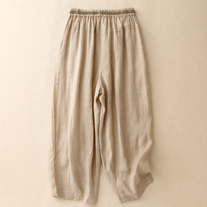 Pantaloni harem da donna in cotone e lino con coulisse, stile vintage, casual, estivi, con tasche, in Buddha Stones - image 14