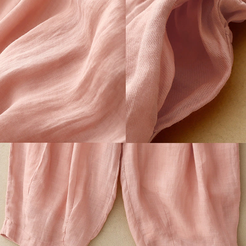 Pantaloni harem da donna in cotone e lino con coulisse, stile vintage, casual, estivi, con tasche, in Buddha Stones - image 22