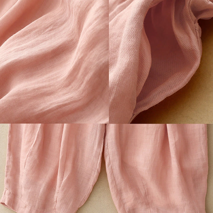 Pantaloni harem da donna in cotone e lino con coulisse, stile vintage, casual, estivi, con tasche, in Buddha Stones - image 22