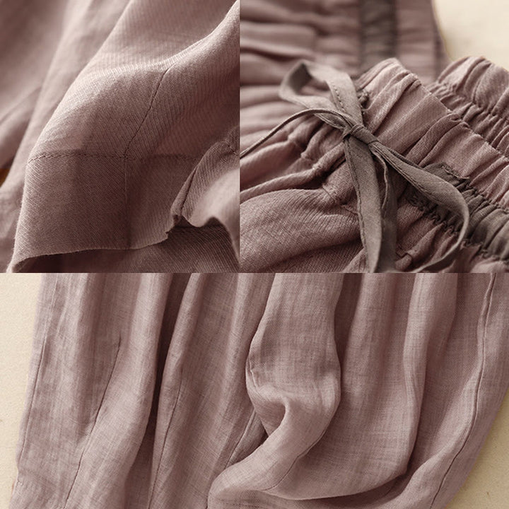 Pantaloni harem da donna in cotone e lino con coulisse, stile vintage, casual, estivi, con tasche, in Buddha Stones - image 25