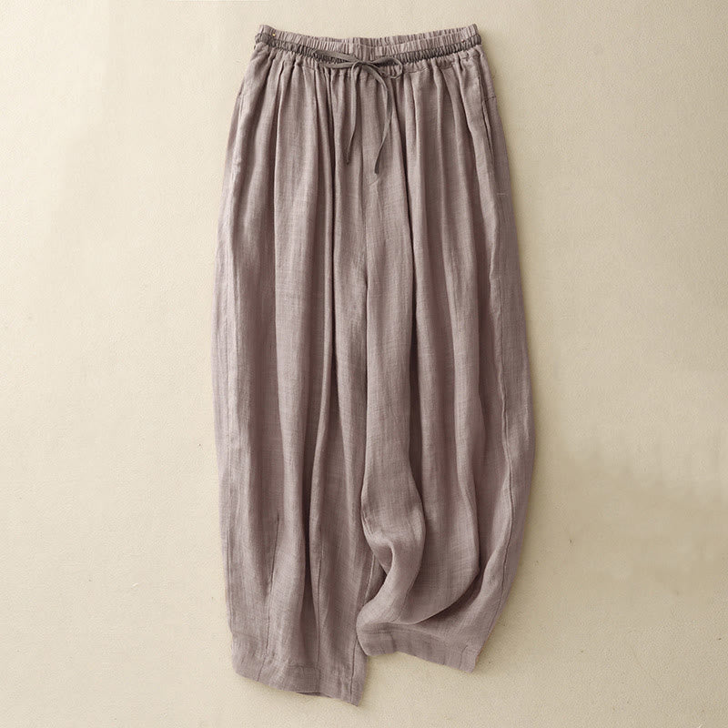 Pantaloni harem da donna in cotone e lino con coulisse, stile vintage, casual, estivi, con tasche, in Buddha Stones - RosyBrown - US8-10, UK/AU12-14, EU40-42 (2XL) - image 23