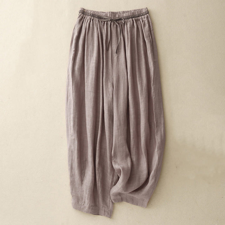 Pantaloni harem da donna in cotone e lino con coulisse, stile vintage, casual, estivi, con tasche, in Buddha Stones - RosyBrown - US8-10, UK/AU12-14, EU40-42 (2XL) - image 23