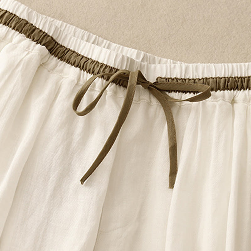 Pantaloni harem da donna in cotone e lino con coulisse, stile vintage, casual, estivi, con tasche, in Buddha Stones - image 1